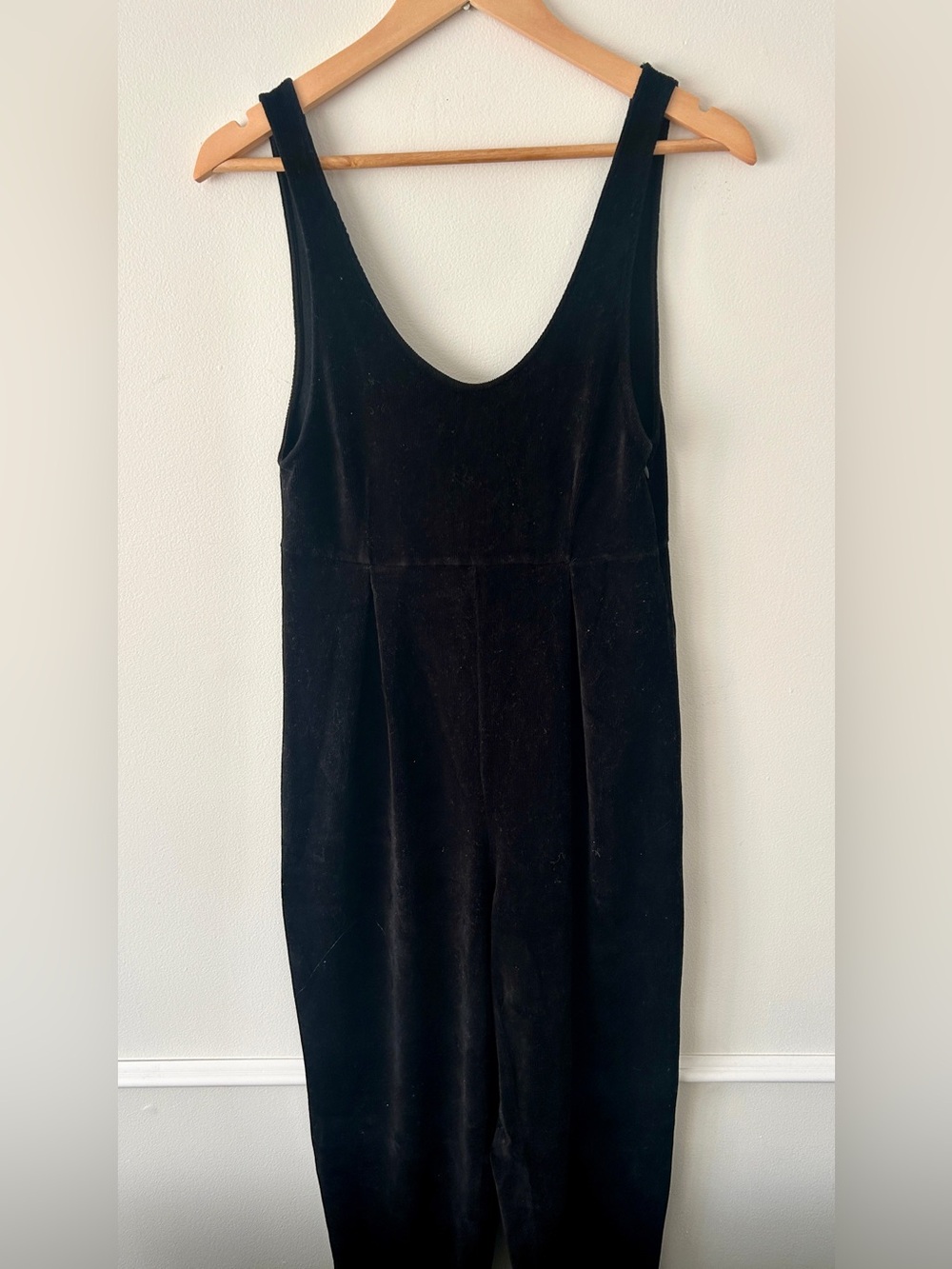 Free People Ribbed Velour Overalls Jumpsuit in Black • Size Small - Picture 2 of 13